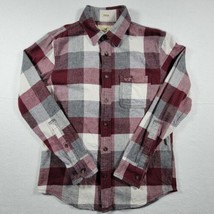 Hollister Flannel Shirt Mens XS Red Plaid Button Up Heavy Weight Stretch - £12.57 GBP