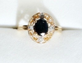 Charming Ring With 1.54ctw Genuine Sapphire and Diamonds (4/.04) 14K Yellow Gold - £118.70 GBP