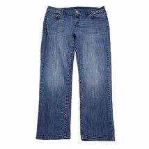 Liz Claiborne Pants Womens 14 Blue Ankle Mid Rise Button Medium Wash Denim Jeans - £23.35 GBP