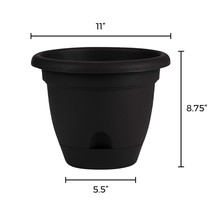 Bloem Lucca Resin UV-Resistant Round Planter 8.8'' H x 11'' Dia. in. - Black - £11.54 GBP