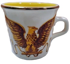 Golden Eagle Coffee Mug Tea Cup Gold Rim 6 oz Yellow Taylor Intl USA - £12.33 GBP