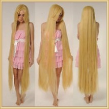 Straight Natural Beige Blonde Extra Long Length Long Bangs Center Parted Cap Wig