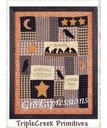 Lg PRiMiTiVe FALL/CROW FRAMED QUILTED STITCHING SAMPLER - $68.38 CAD