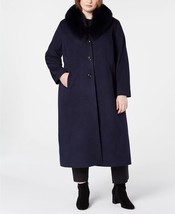 New Forecaster Of Boston Wool Navy Blue Long Fur Coat Size 20 W Women $540 - £215.81 GBP