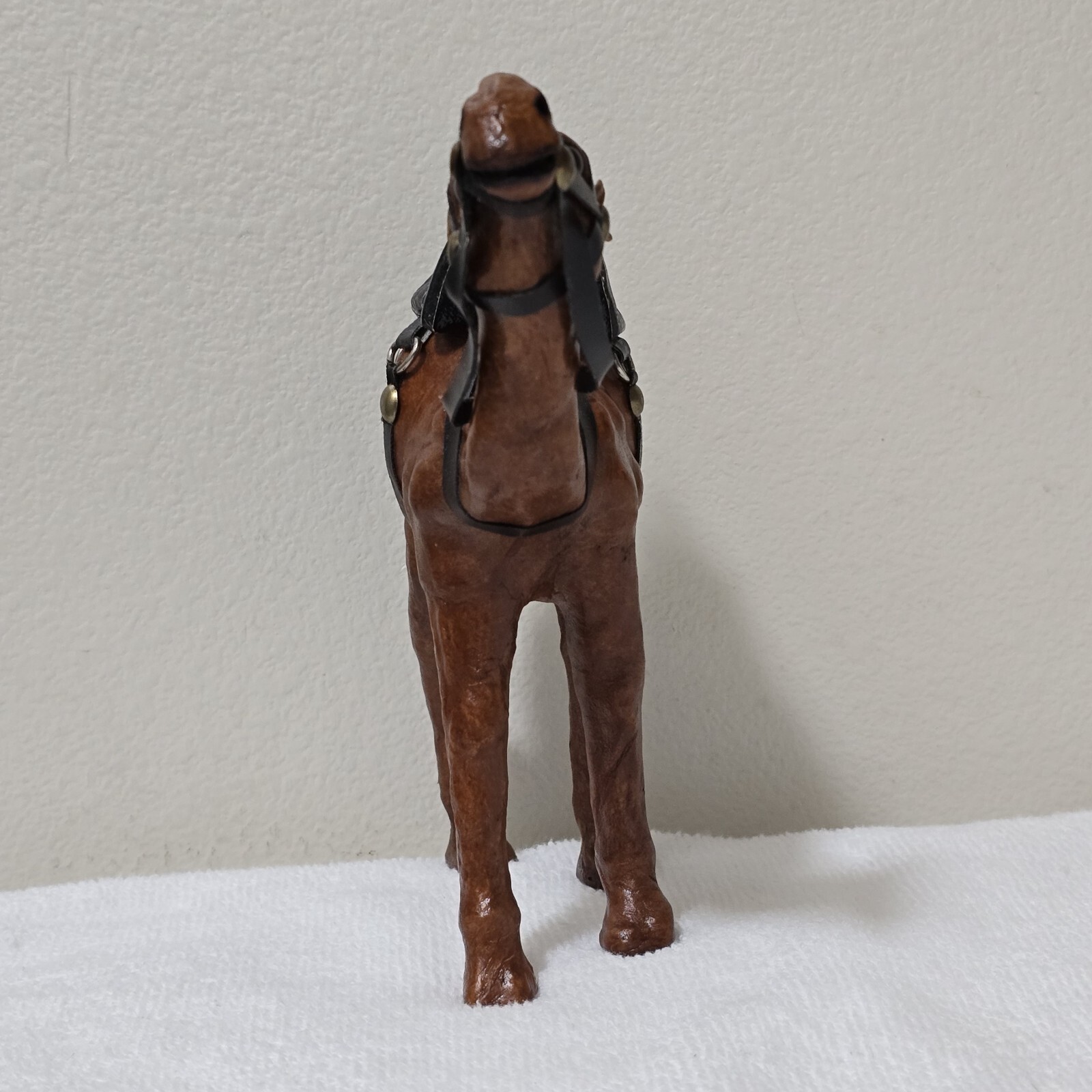 Vintage 7" Collectible Wooden Leather Wrapped Camel Figure w/ Glass Eyes Figure Item image 5