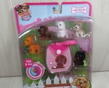 Puppy in my Pocket 5 puppies pink clip on pouch new  dented box Just Pla... - $31.18