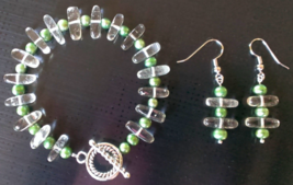 Handmade Designer Bracelet Crystal Nuggets &amp; Cultured Pearl Beads 6 3/4&quot;... - $19.99