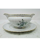 ROYAL BAYREUTH CHINA GRAVY BOAT WITH BASE PLATE FIRST LOVE GERMANY BLUE ... - $368.12 MXN