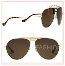 GUCCI EPILOGUE 0908 Gold Brown Metal Logo Retro Aviator Gg0908S 001 Sunglasses - £300.71 GBP