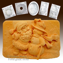 Santa and the Snowman - silicone Soap/sugar/fondant/chocolate/Marzipan 2D mold - £23.38 GBP