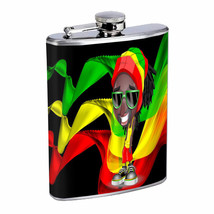 Rasta D7 8oz Hip Flask Stainless Steel Reggae Lion Jamaican Colors Leaf - £11.86 GBP