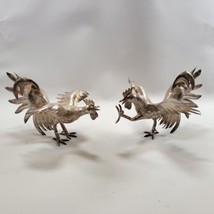Antique Sterling Silver Fighting Cocks Rooster Cockfight Figures Pair Hallmarked - £5,047.57 GBP
