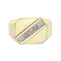 1.05 Carat Princess Cut Diamond Channel Setting Mens Ring 14K Yellow Gold - £1,073.37 GBP