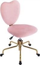 Chic Pink Velvet Heart Back Swivel Desk Chair with Wheels - Adjustable Home - $1,968.24 MXN