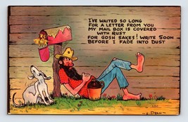 Comic Hillbilly Waited Long For a Letter UNP Linen Postcard F19 - £2.30 GBP
