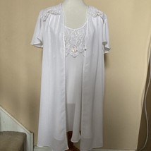 Cinema Etoile white Peignoir Robe Chemise Lace chiffon Set Bridal Size L - £23.71 GBP