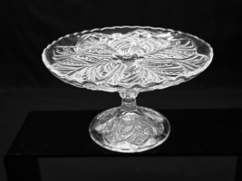 Antique Mini Cake Stand BRYCE Glass EAPG Circa 1895 PALM LEAF FAN 5.5&quot; C... - $426.03 MXN