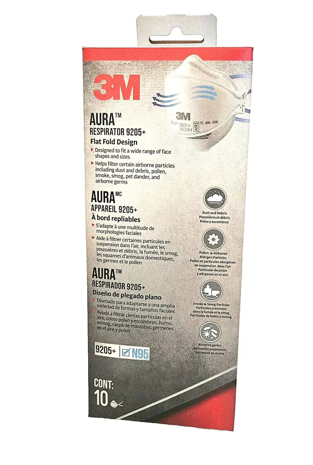 Disposable 3M Aura 9205+ 10ct N95 Mask
