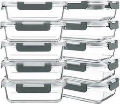 10 Packs 30 Oz Glass Meal Prep Containers,Glass Food Storage Containers with Lid - £46.45 GBP