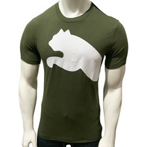 Nwt Puma Msrp $42.99 Oversized Logo Men&#39;s Green Short Sleeve Crew Neck T-SHIRT - £15.76 GBP