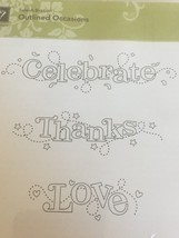Stampin Up Clear Mount Stamp Set Outlined Occasions Be Mine Thanks Love Words - $3.99