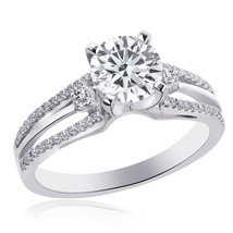 1.50 Carat F-VS2 Natural Round Diamond Split Shank Engagement Ring 18K - £6,304.21 GBP