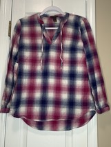 Bit And Bridle Womens S Lightweight Pink Plaid 3/4 Sleeve Tie Horse Shirt - $9.95