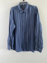 Tommy Bahama Shirt Men&#39;s XL Blue Striped Button Front Long Sleeve 100% C... - £14.76 GBP