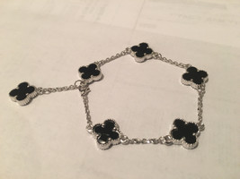 Onyx Silver Plated Surgical Steel Bracelet  - £59.76 GBP