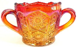 Indiana Red Sunset Carnival Sugar Dish 3.75&quot; x 4.5&quot; - £18.36 GBP