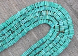 8 inches of smooth AMAZONITE heishi square gemstone beads, 1 X 4 MM -- 2 X 5 MM  - $27.64