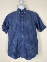 Duluth Men Size M Blue Check Button Up Shirt Short Sleeve Pocket - £5.32 GBP