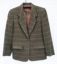 Charter Club Jane Justin Lambswool Houndstooth Stripe Plaid Blazer Jacket 2 Pet - £26.07 GBP