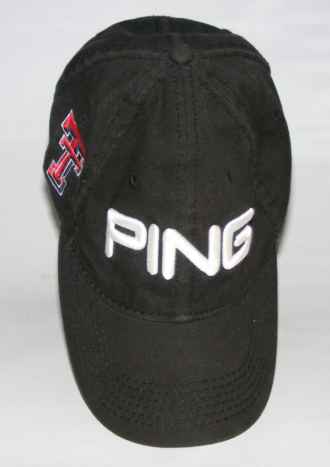 Ping Apparel Embroidered Youth Black Texas Tech Golf Hat Cap Logo 100 % Cotton - $14.92