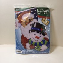 Winter Pals Felt Stocking Kit Design Works 16&quot; Santa Snowman - £19.77 GBP