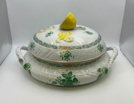 Herend Hand Painted Chinese Bouquet Green #1032 Tureen With Lemon Finial - £1,044.82 GBP