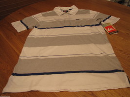 Mens Quiksilver Polo stripe shirt white $45 S surf skate Lairmore 108249... - $17.69