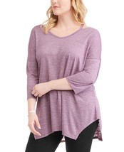 Terra &amp; Sky Women&#39;s Plus Fashion Tee Shirt Purple Oxford Size OX 14W NEW - £10.64 GBP
