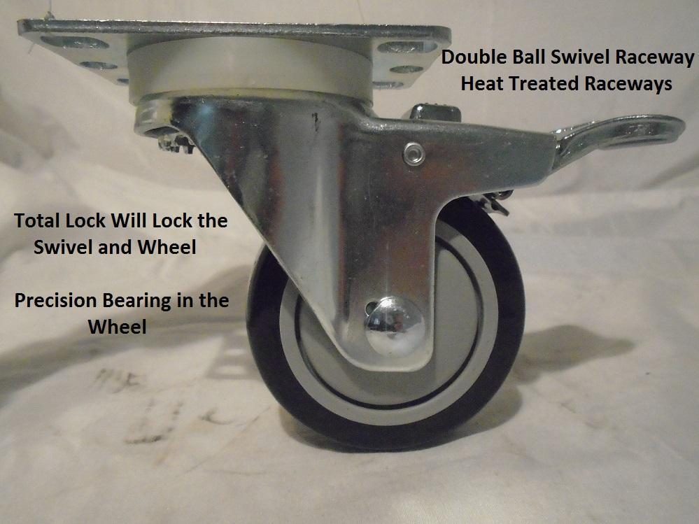 3&quot; x 1-1/4&quot; Swivel Caster w/ Polyurethane Wheel w/ Total Lock Brake 300 ... - $8.27