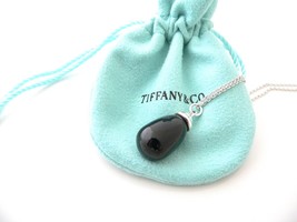 Tiffany &amp; Co Silver Picasso 20 Carat Onyx Necklace Pendant Charm 18 Inch Chain - £745.99 GBP