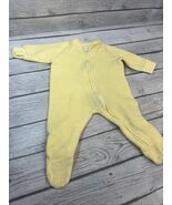 Vintage 0/6 Months Fleece Footed Pajamas Newborn Baby Yellow Girl Boy USA - $12.86