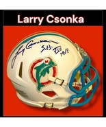 LARRY CSONKA AUTOGRAPHED SIGNED MIAMI DOLPHINS THROWBACK MINI HELMET w/COA - $247.49
