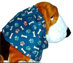 Navy Houndstooth Paw Print Bones Cotton Dog Snood by Howlin Hounds Puppy REGULAR - £9.44 GBP