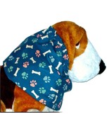 Navy Houndstooth Paw Print Bones Cotton Dog Snood by Howlin Hounds Puppy... - £9.45 GBP