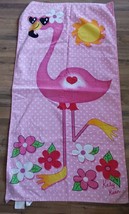 Flamingos Flowers Pink Beach Bath Pool Towel 100% Cotton Katy Keen 25x50 - $14.55