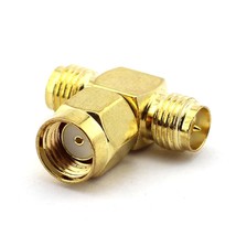 2-Pack T Type Rf Coaxial Adapter 3 Way Sma Coax Jack Connector Rp Sma Ma... - $14.65