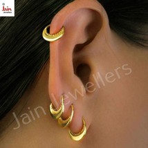 18 Kt Real Solid Yellow Gold Cartilage Piercing Helix Huggie Hoop Earrings 4 Pcs - £1,012.98 GBP
