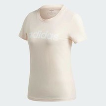 Adidas Women&#39;s Essentials Linear Tee Shirt GD2933 Pink Tint/White Size X... - £13.31 GBP