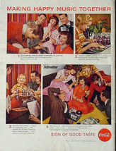 1956 COKE COCA-COLA VINTAGE PRINT AD! 1950&#39;S PARTY MUSIC THEME ADVERTISE... - $9.74