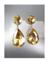 GLITZY Light Brown Topaz Czech Crystals Bridal Queen Pageant Prom Earrings - £18.68 GBP